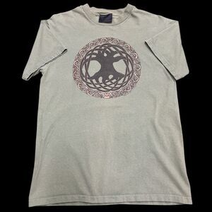 Vintage 1992 Celtic Tree of Life Knotwork Graphic T-Shirt Sage Green Druid M